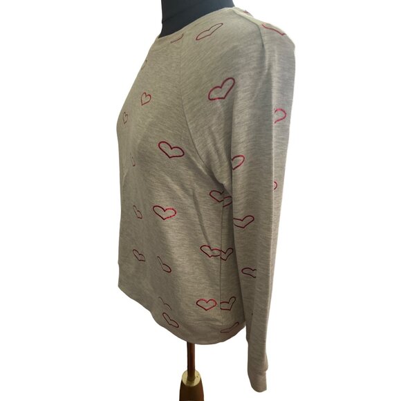 Philosophy Republic Clothing XS Gray Pullover Sweatshirt With Red Heart Print - Picture 2 of 9